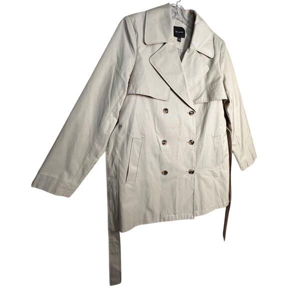 The Limited Y2K Beige Double Breasted Trench Coat Women's Sz L Rain flap Lined - Picture 4 of 16